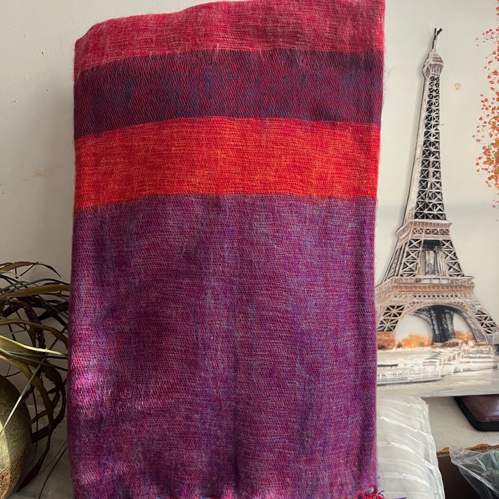 Vibrant Multicolor Scarf Himalayan Yak Wool Shawl Blanket Throws
